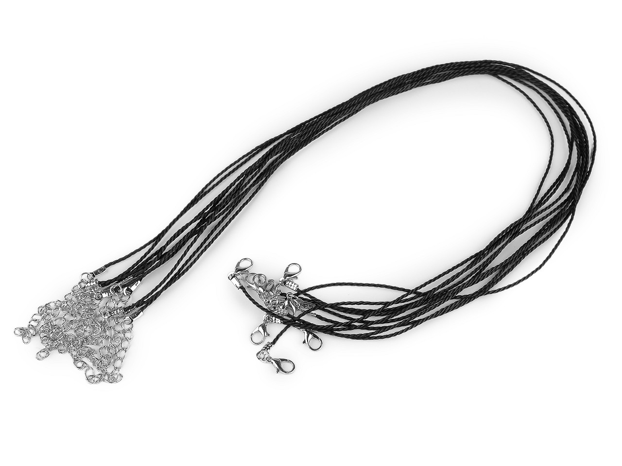 Bază colier șnur  bumbac răsucit, 45 cm - Negru (10 Bucăți)