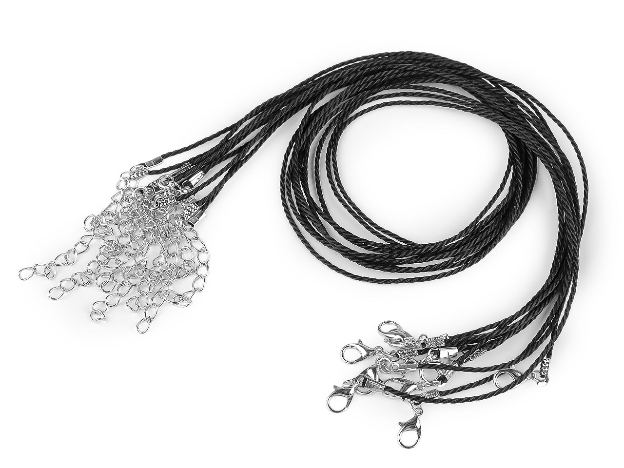 Bază colier șnur  bumbac răsucit, 45 cm - Negru (10 Bucăți)