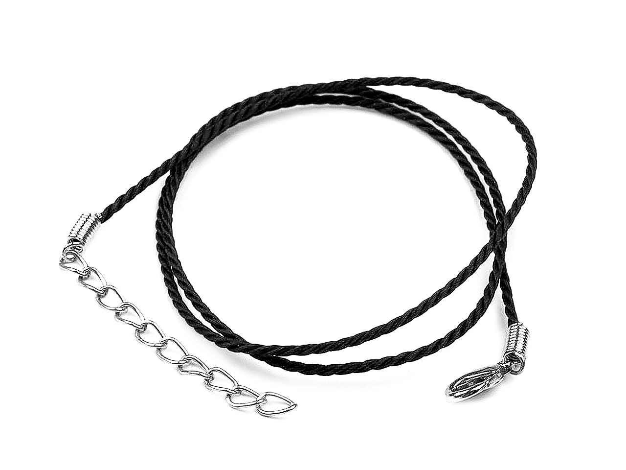 Bază colier șnur  bumbac răsucit, 45 cm - Negru (10 Bucăți)