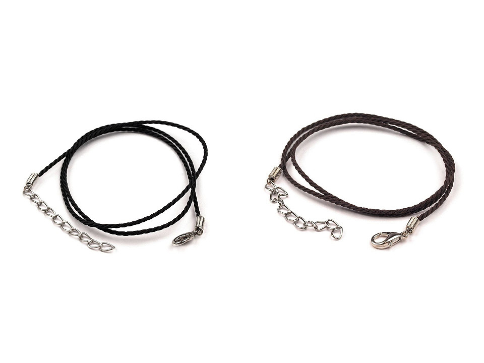 Bază colier șnur  bumbac răsucit, 45 cm - Negru (10 Bucăți)