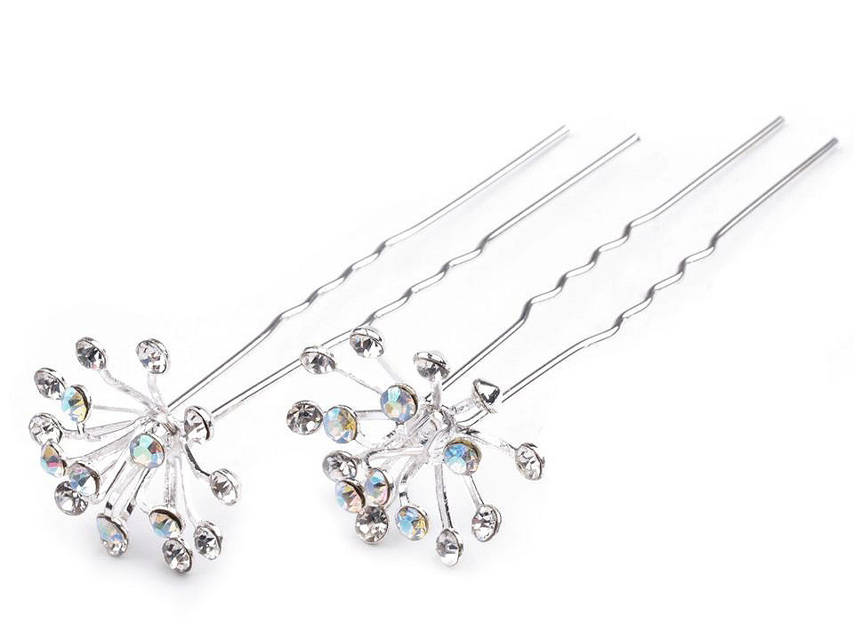 Ace de păr cu strasuri, ø20 mm - Cristal ab (12 Bucăți)