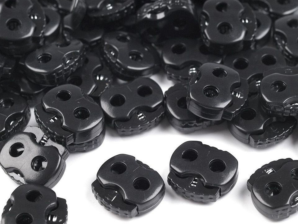 Opritori șnur, 2 găuri, 15x15 mm - Transparent (10 Bucăți)