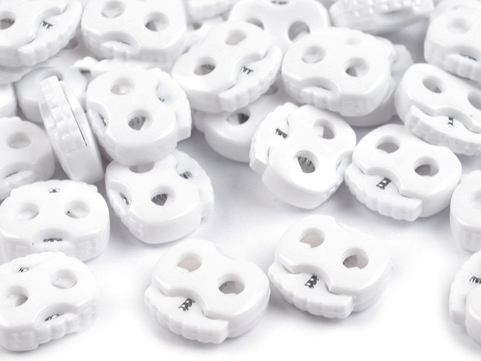 Opritori șnur, 2 găuri, 15x15 mm - Transparent (10 Bucăți)