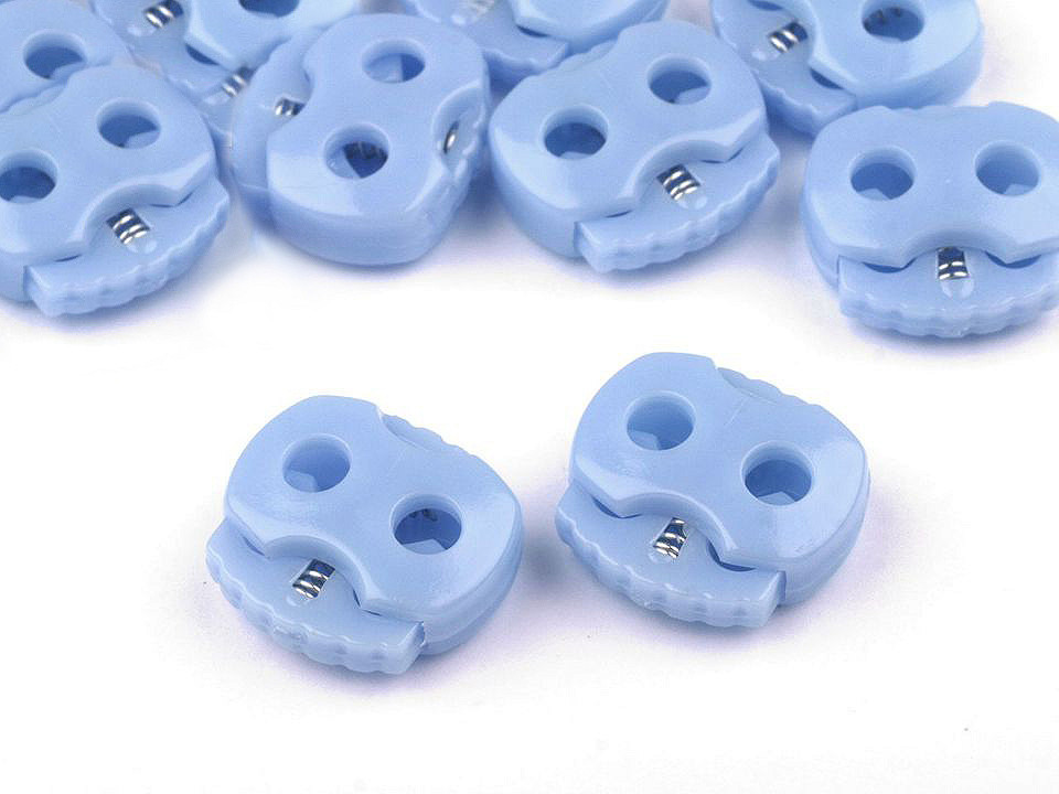 Opritori șnur, 2 găuri, 15x15 mm - Transparent (10 Bucăți)