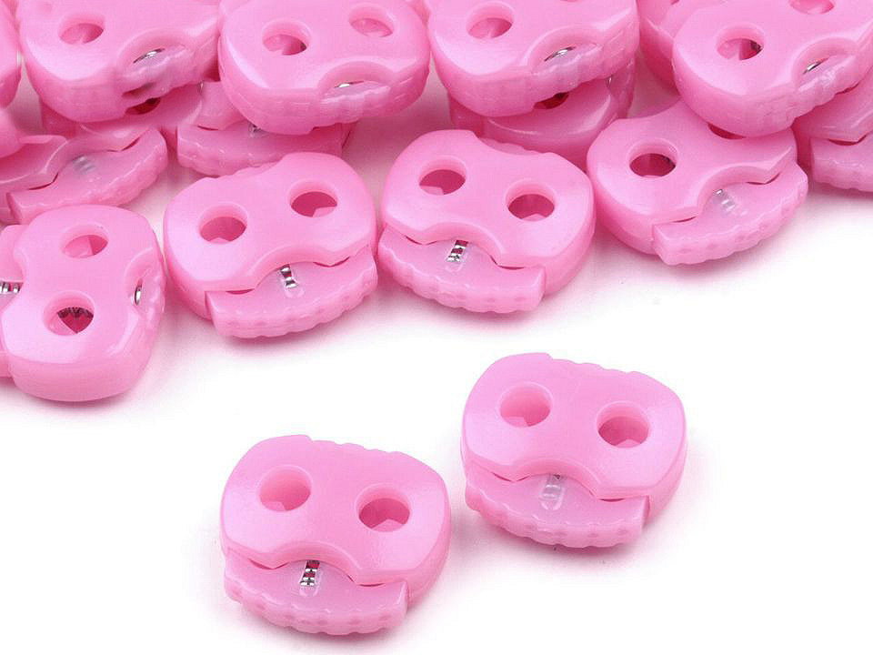 Opritori șnur, 2 găuri, 15x15 mm - Transparent (10 Bucăți)