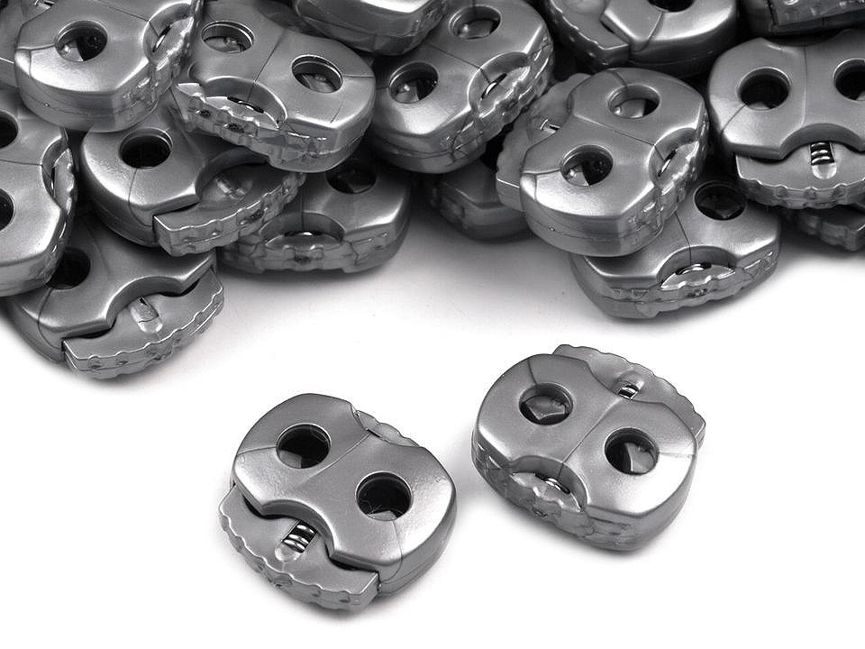 Opritori șnur, 2 găuri, 15x15 mm - Transparent (10 Bucăți)