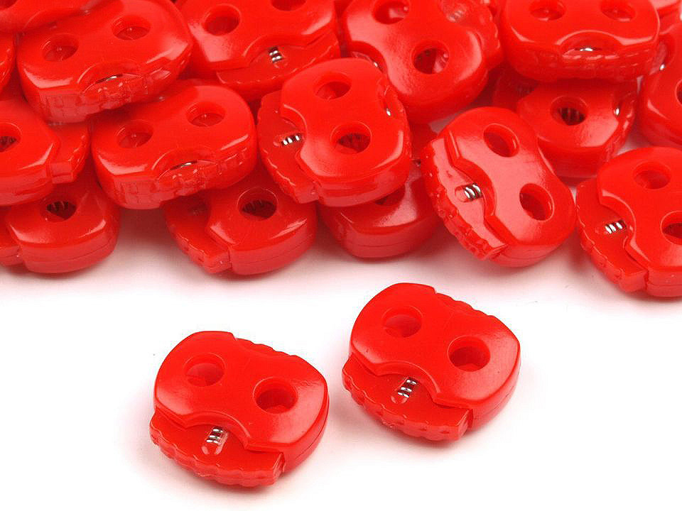 Opritori șnur, 2 găuri, 15x15 mm - Transparent (10 Bucăți)