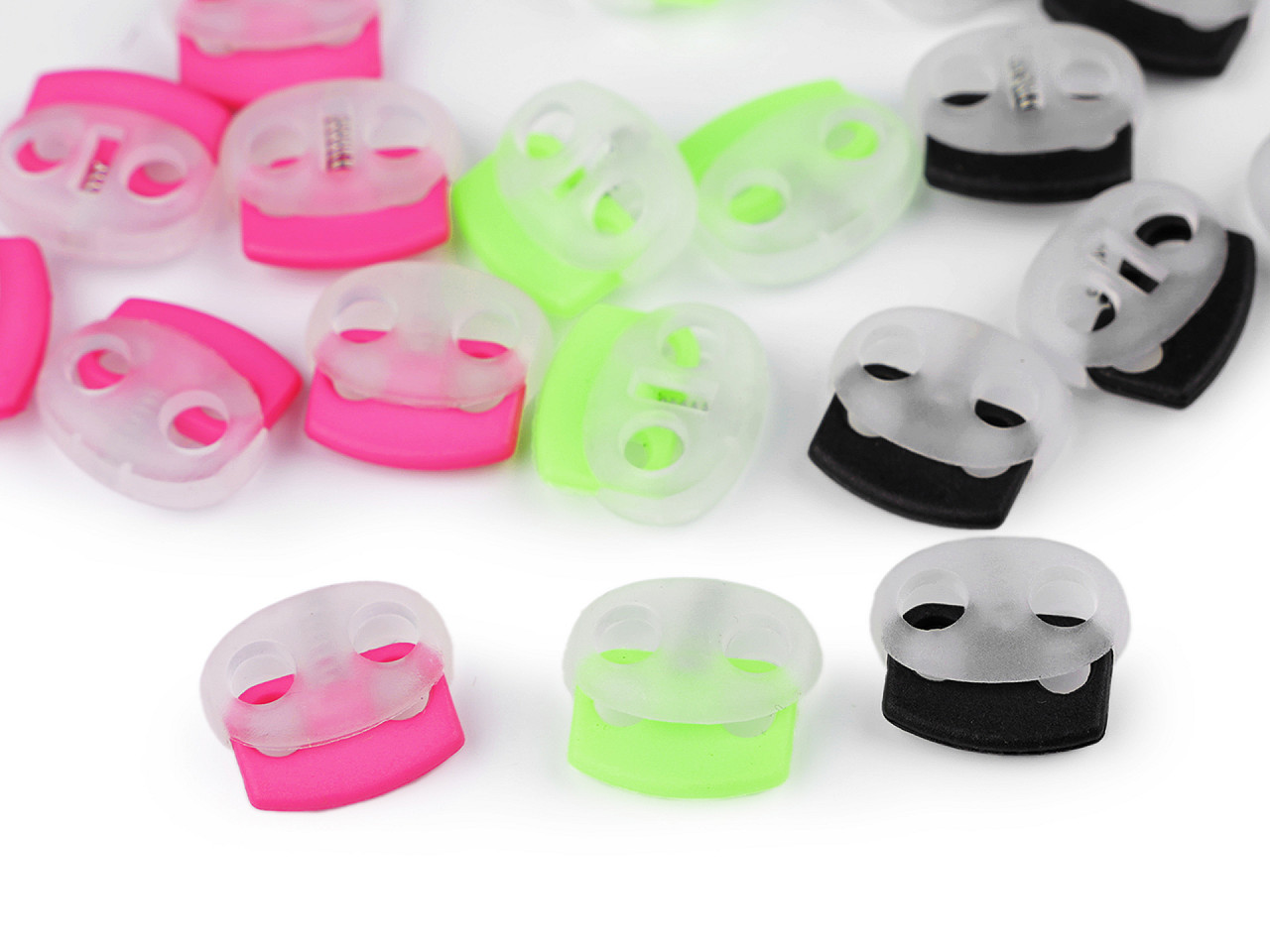 Opritori snur cu doua gauri 17x19 mm - Roz (10 Bucăți)