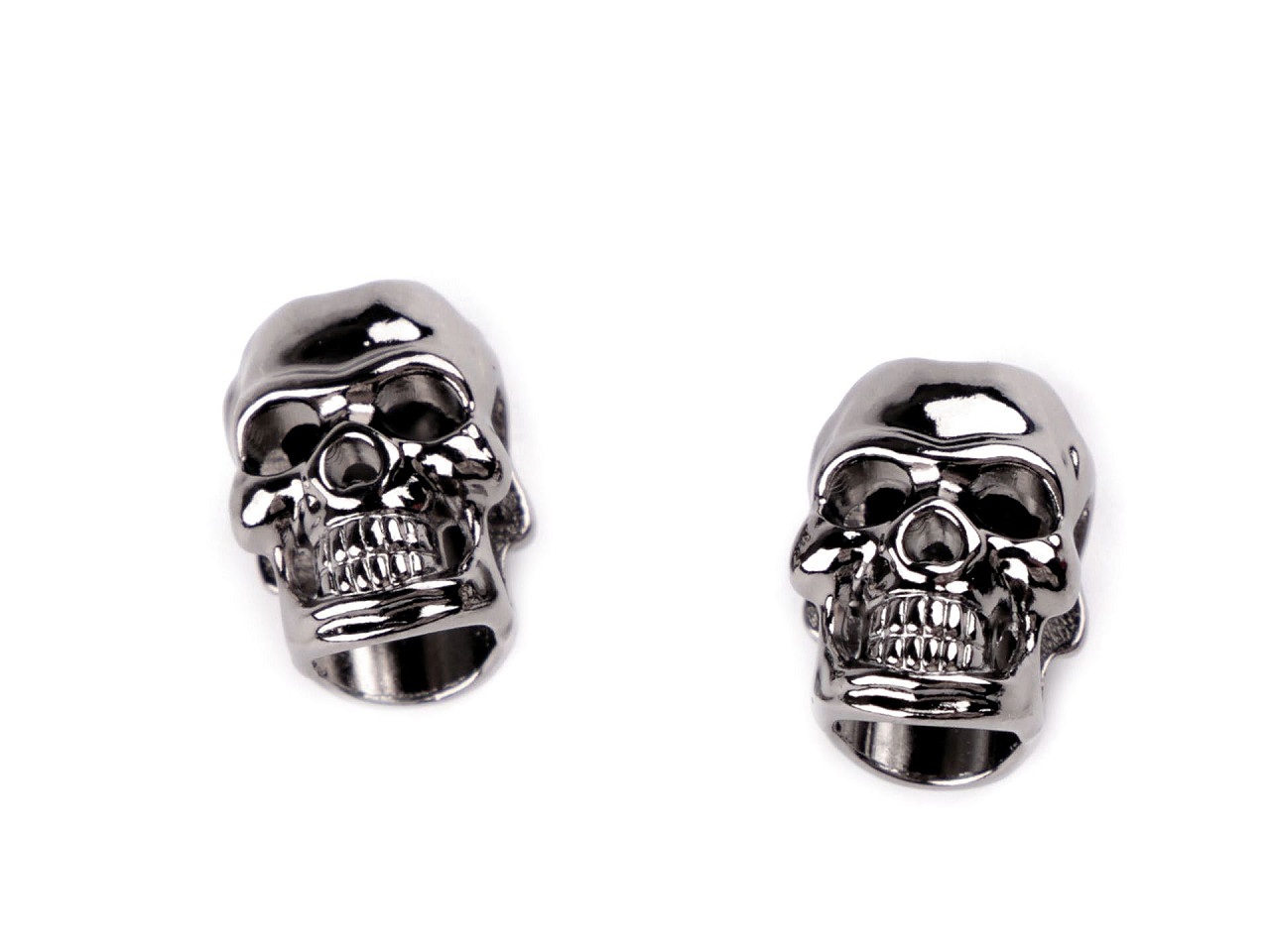 Capat de snur metalic ø4 mm / ornament craniu - Nichel negru (2 Bucăți)