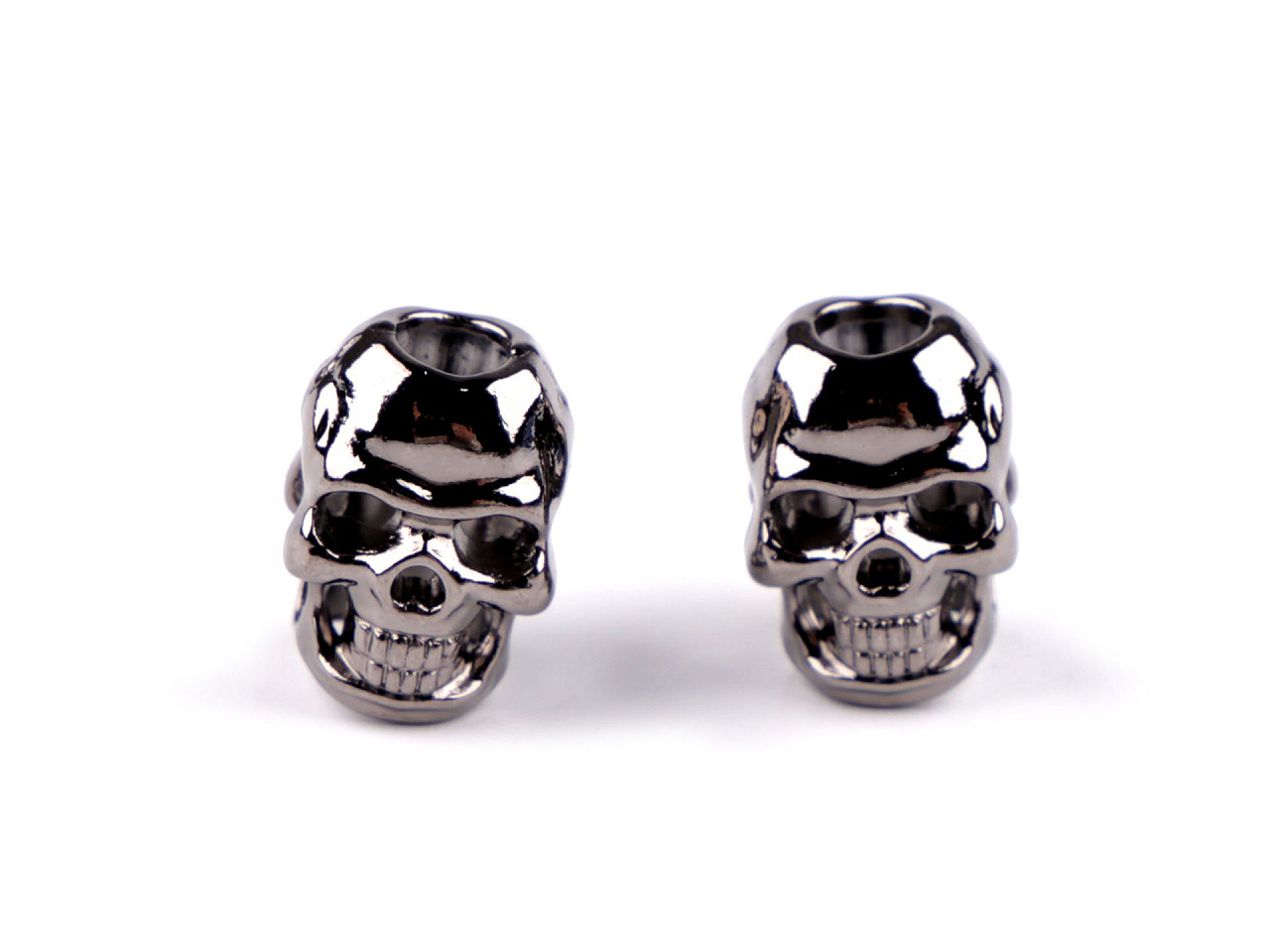 Capat de snur metalic ø4 mm / ornament craniu - Nichel negru (2 Bucăți)