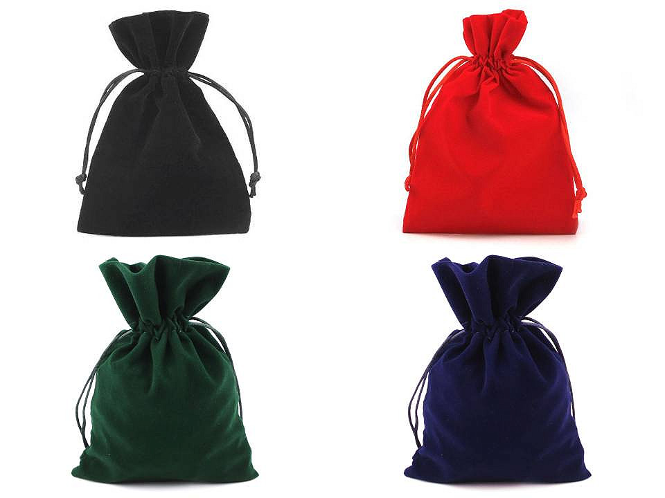 Săculeț catifea pentru cadouri, 12x17 cm - Negru (10 Bucăți)