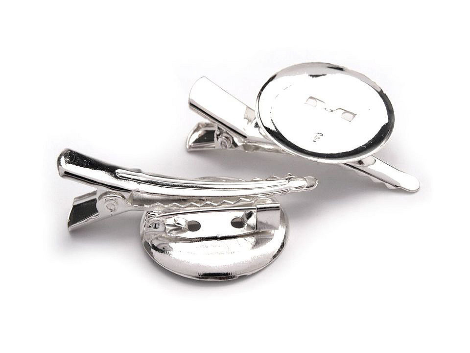 Bază broșe / clamă de păr - Platinum (2 Bucăți)