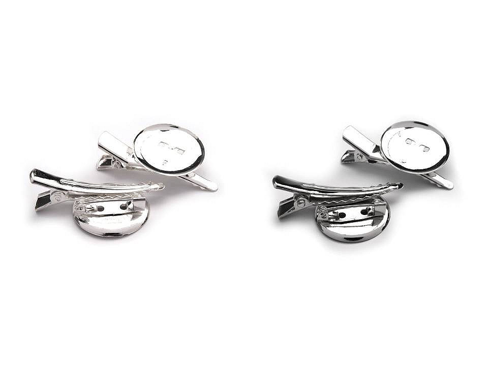 Bază broșe / clamă de păr - Platinum (2 Bucăți)