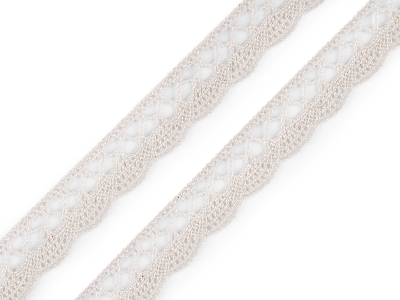 Dantelă bumbac croşetată, lățime 18 mm - Alb (30 Metri)