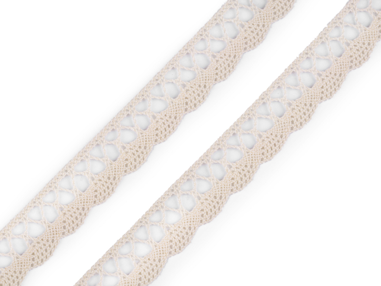 Dantelă bumbac croşetată, lățime 18 mm - Alb (30 Metri)