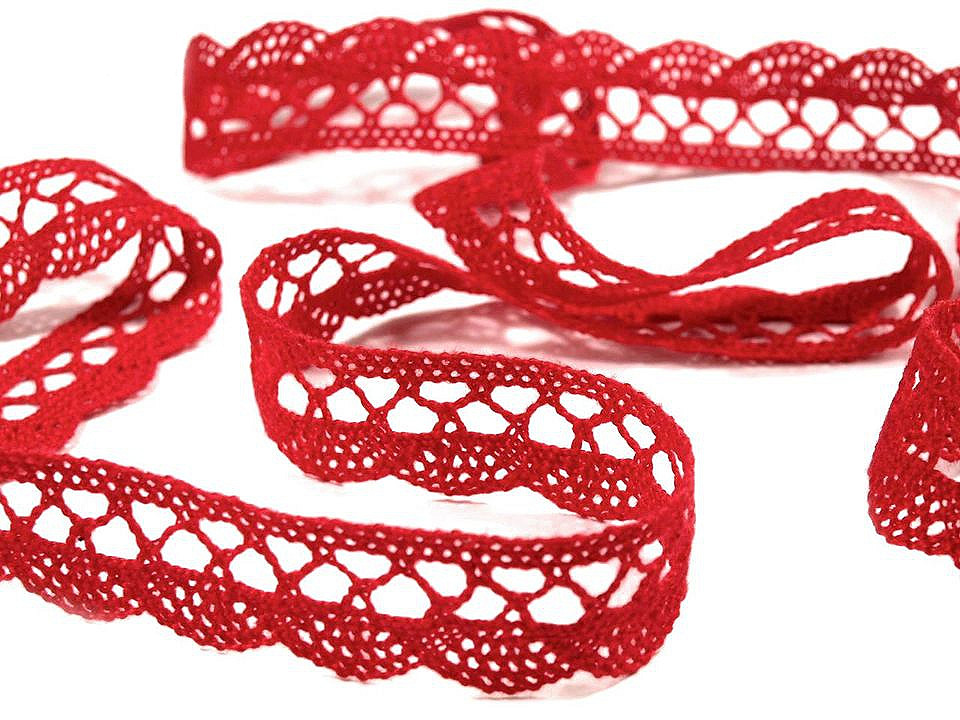 Dantelă bumbac croşetată, lățime 18 mm - Alb (30 Metri)