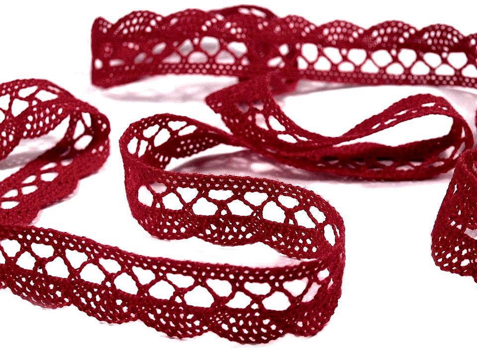 Dantelă bumbac croşetată, lățime 18 mm - Alb (30 Metri)