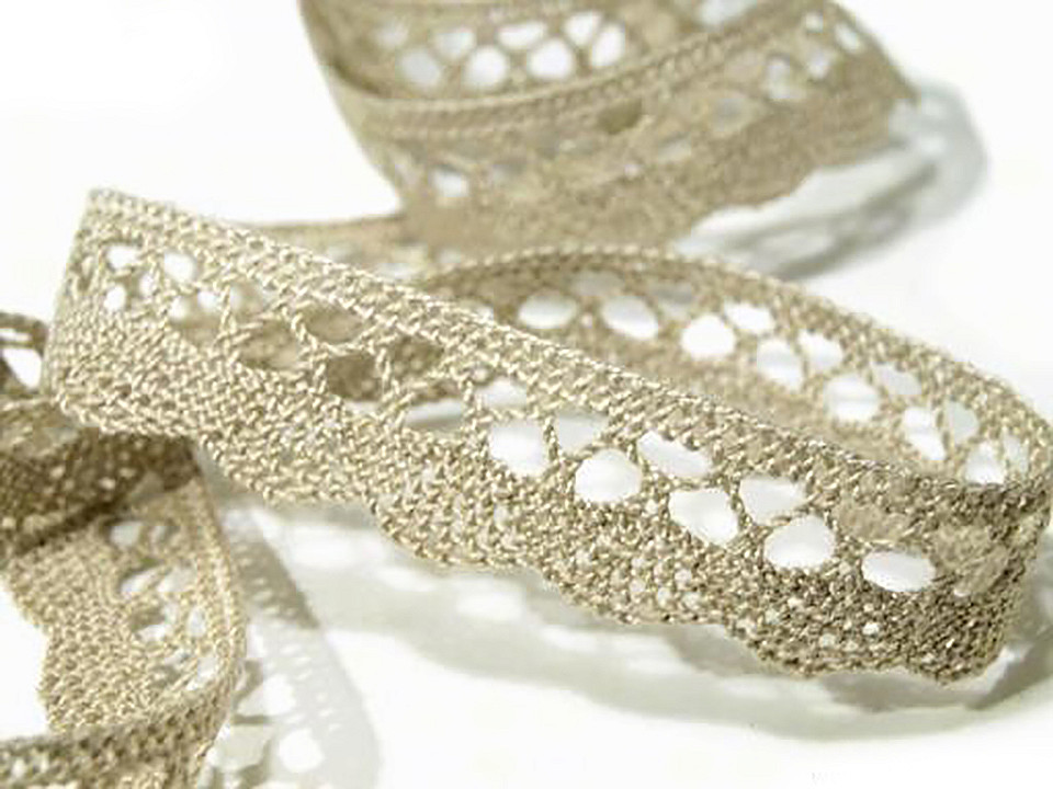 Dantelă bumbac croşetată, lățime 18 mm - Alb (30 Metri)