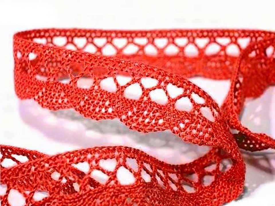 Dantelă bumbac croşetată, lățime 18 mm - Alb (30 Metri)