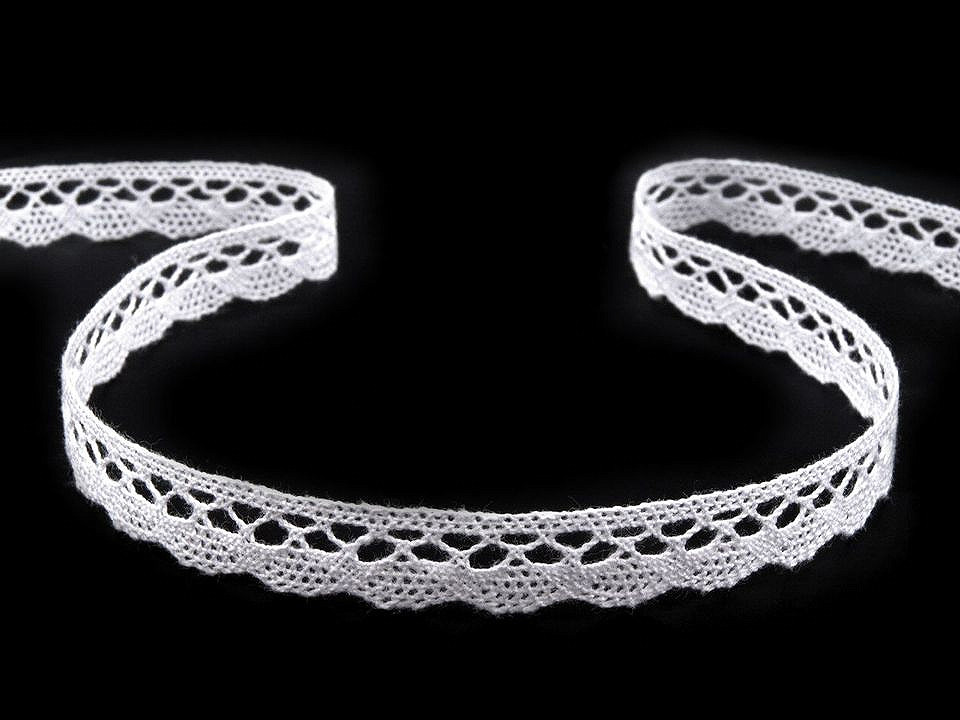 Dantelă bumbac croşetată, lățime 10 mm - Alb (30 Metri)