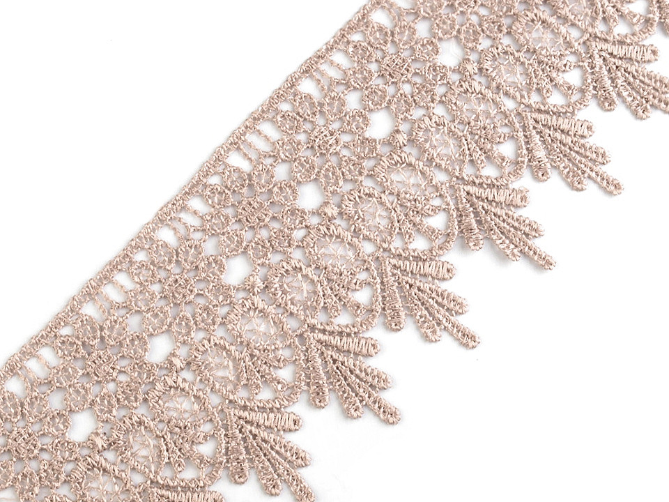 Dantelă guipure, lățime 70 mm - Crem deschis (1 Metru)