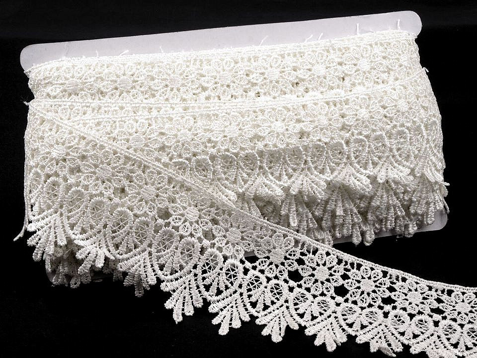 Dantelă guipure, lățime 70 mm - Crem deschis (1 Metru)