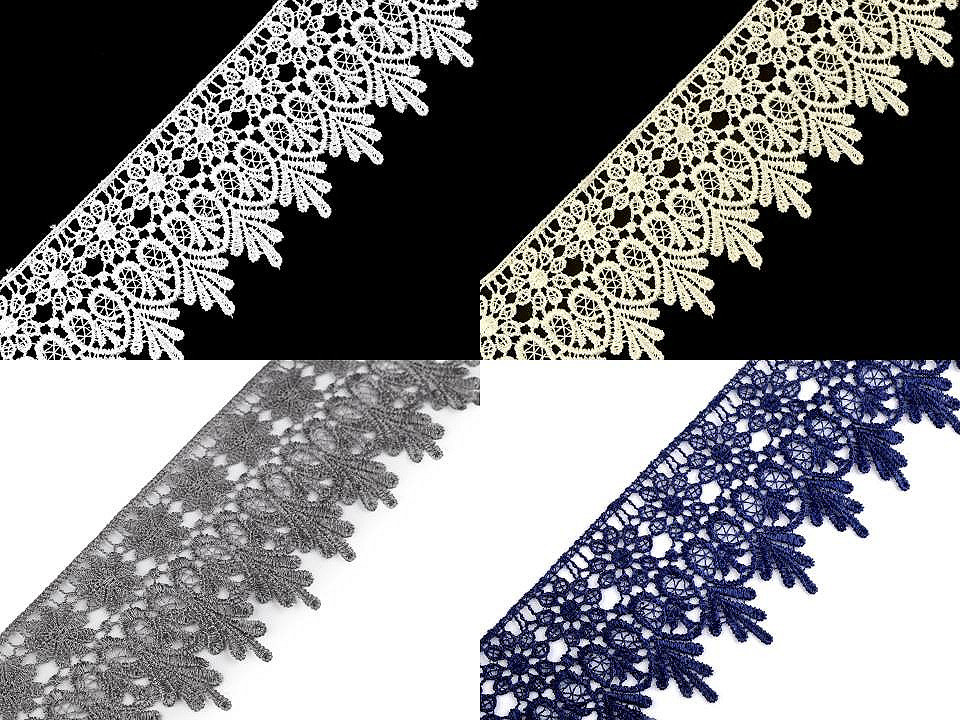 Dantelă guipure, lățime 70 mm - Crem deschis (1 Metru)