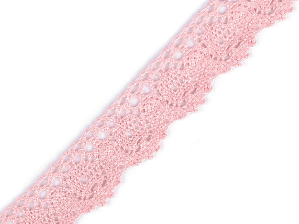 Dantelă bumbac croşetată, lățime 25 mm - Bej deschis (27 Metri)