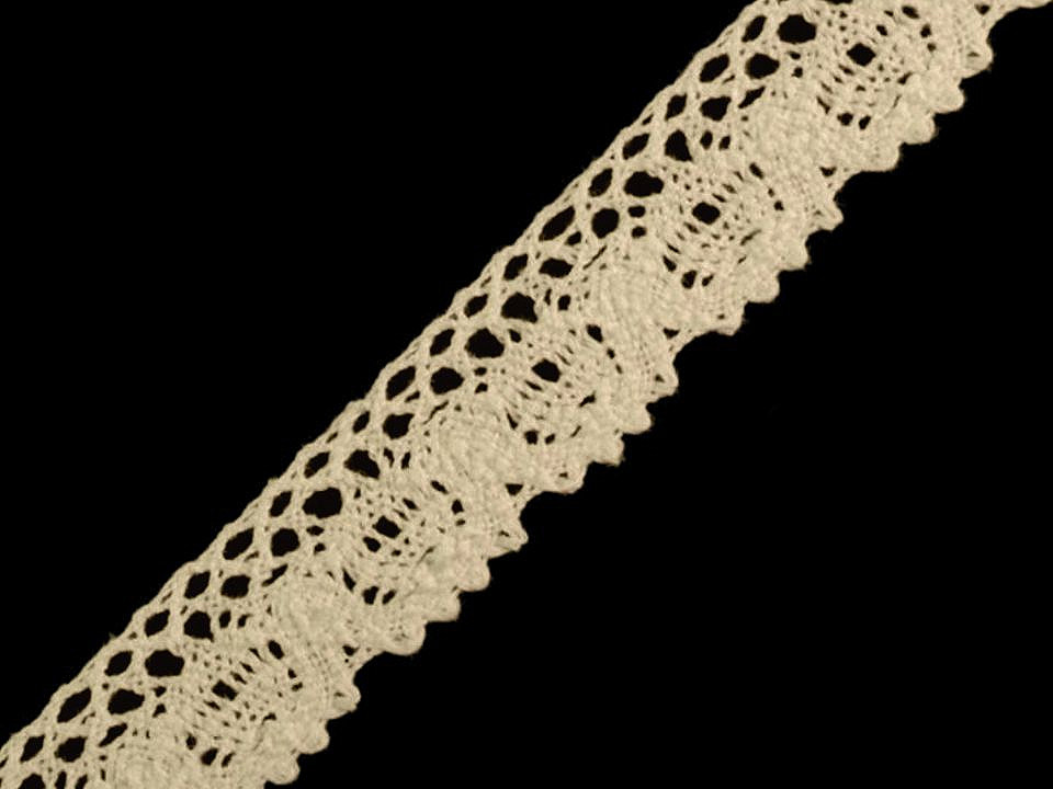 Dantelă bumbac croşetată, lățime 25 mm - Bej deschis (27 Metri)