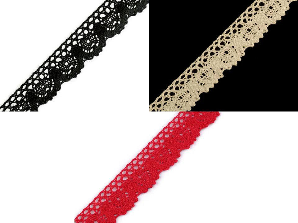 Dantelă bumbac croşetată, lățime 25 mm - Bej deschis (27 Metri)