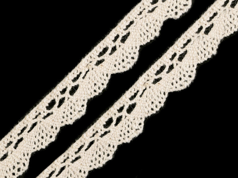 Dantelă bumbac croşetată, lățime 15 mm - Gri neutral (27 Metri)