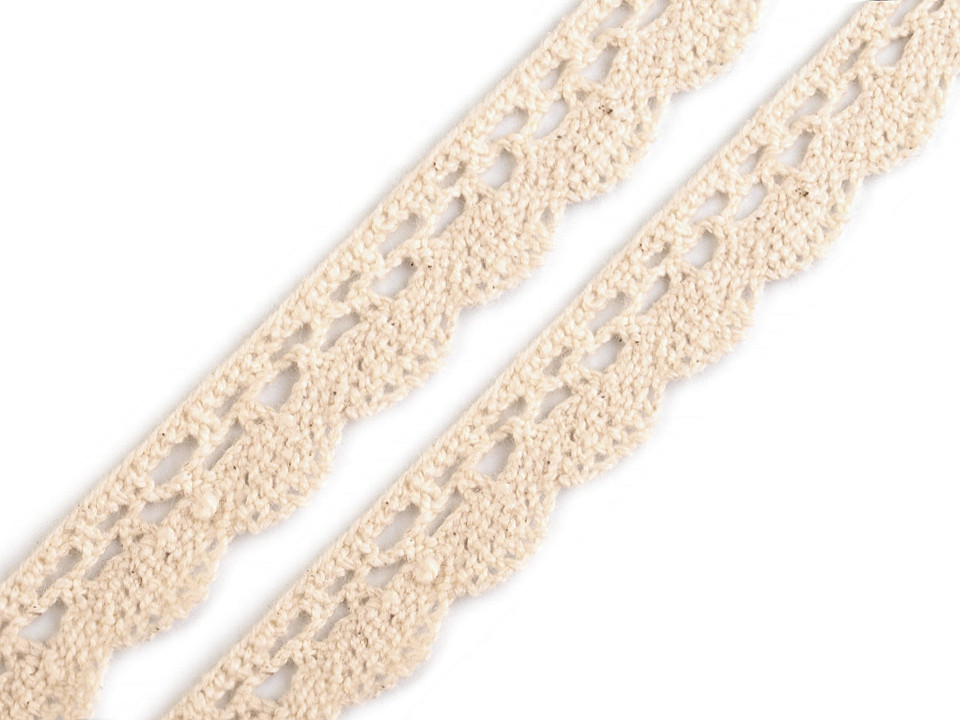 Dantelă bumbac croşetată, lățime 15 mm - Gri neutral (27 Metri)