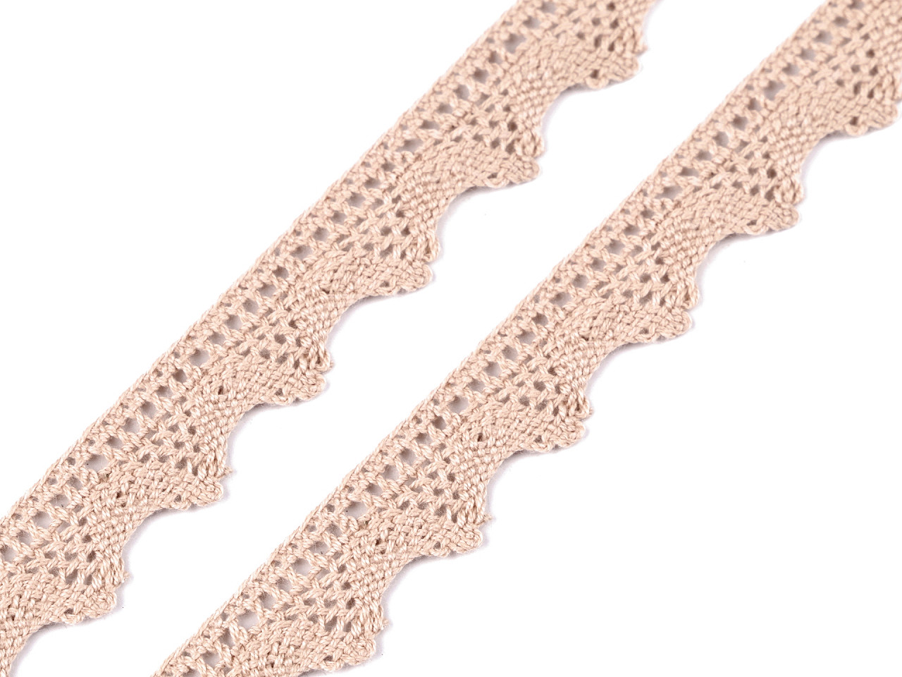 Dantelă bumbac croşetată, lățime 18 mm - Alb (27 Metri)