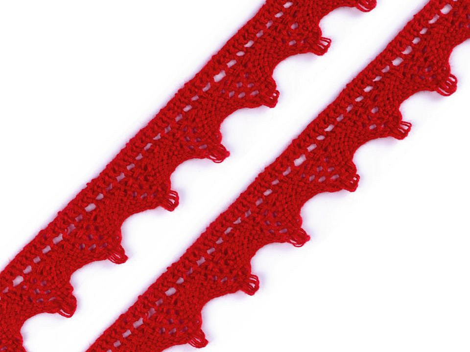 Dantelă bumbac croşetată, lățime 18 mm - Alb (27 Metri)