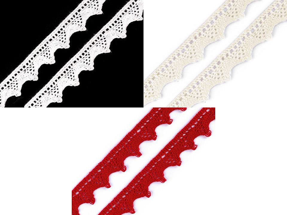 Dantelă bumbac croşetată, lățime 18 mm - Alb (27 Metri)