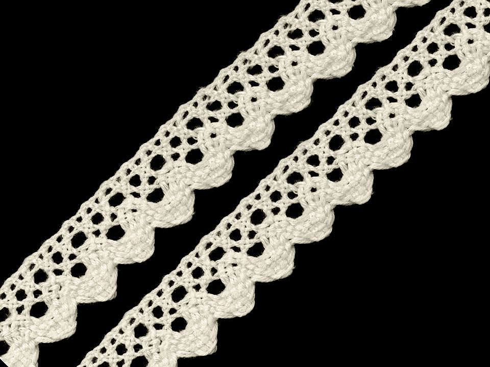 Dantelă bumbac croşetată, lățime 15 mm - Gri neutral (27 Metri)