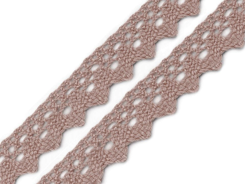 Dantelă bumbac croşetată, lățime 15 mm - Gri neutral (27 Metri)