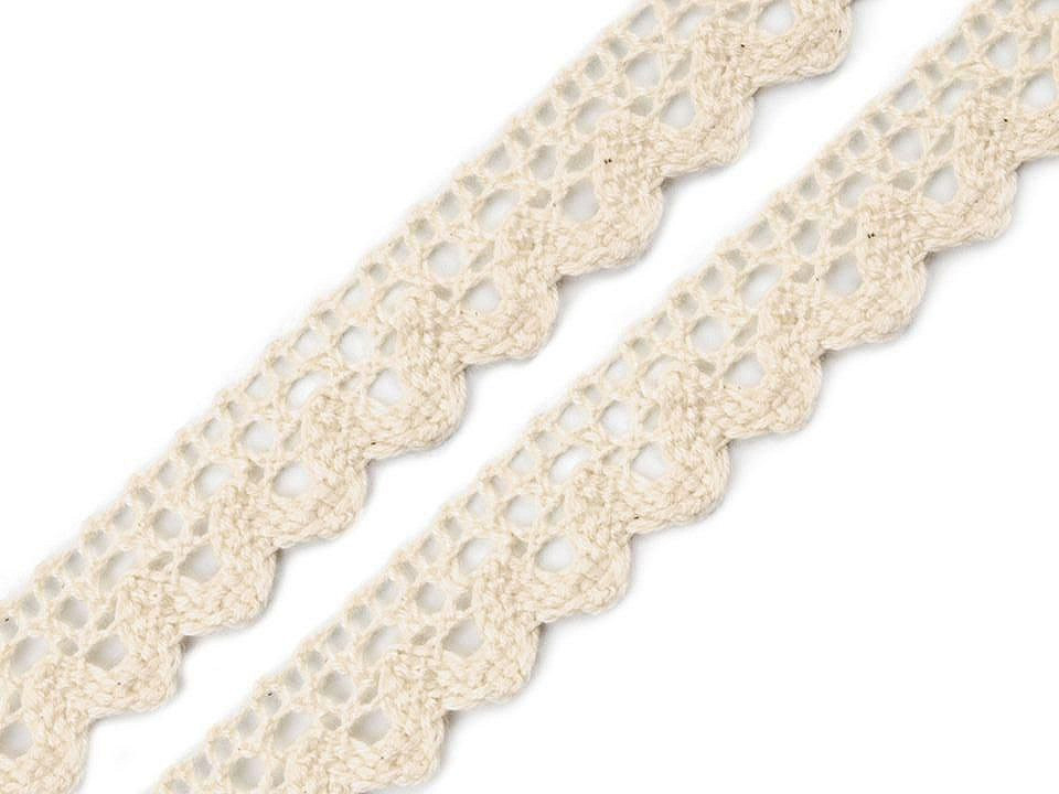 Dantelă bumbac croşetată, lățime 15 mm - Gri neutral (27 Metri)