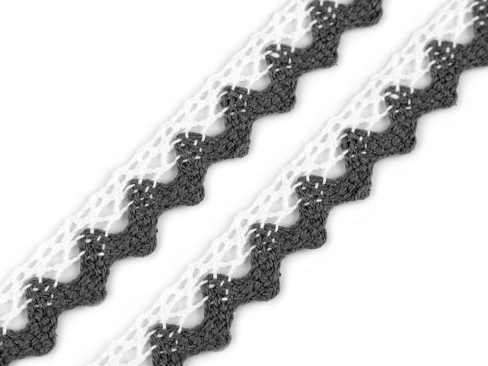 Dantelă bumbac croşetată, lățime 15 mm - Gri neutral (27 Metri)