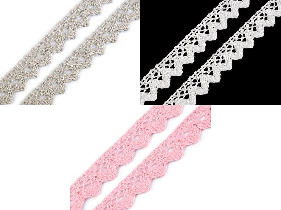Dantelă bumbac croşetată, lățime 15 mm - Gri neutral (27 Metri)