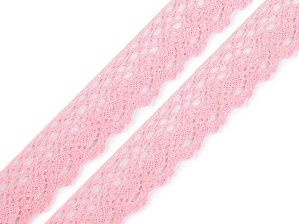Dantelă bumbac croşetată, lățime 28 mm - Bej deschis (27 Metri)