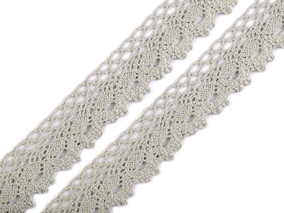 Dantelă bumbac croşetată, lățime 28 mm - Bej deschis (27 Metri)