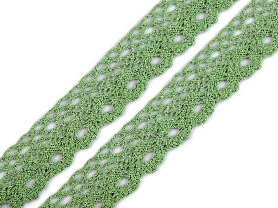 Dantelă bumbac croşetată, lățime 28 mm - Bej deschis (27 Metri)