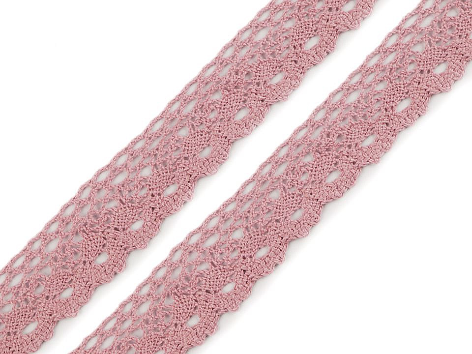 Dantelă bumbac croşetată, lățime 28 mm - Bej deschis (27 Metri)