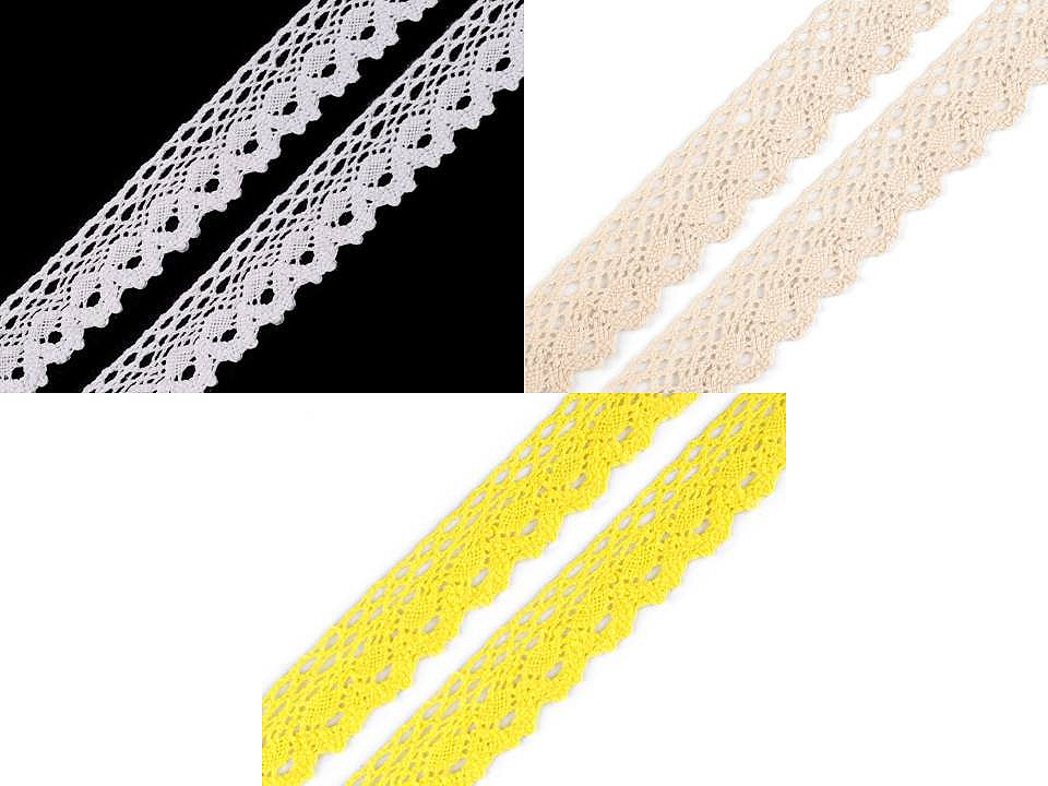Dantelă bumbac croşetată, lățime 28 mm - Bej deschis (27 Metri)