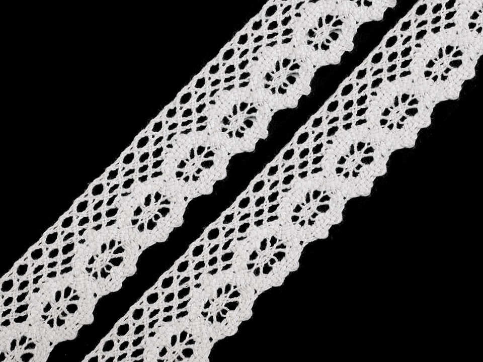 Dantelă bumbac croşetată, lățime 25 mm - Negru (27 Metri)