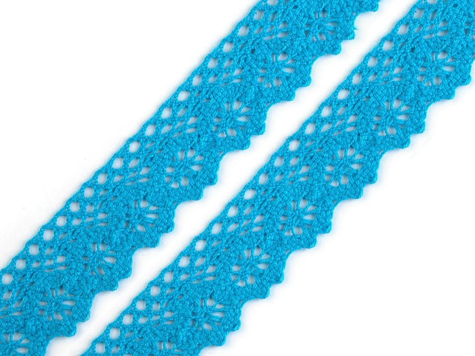 Dantelă bumbac croşetată, lățime 25 mm - Negru (27 Metri)