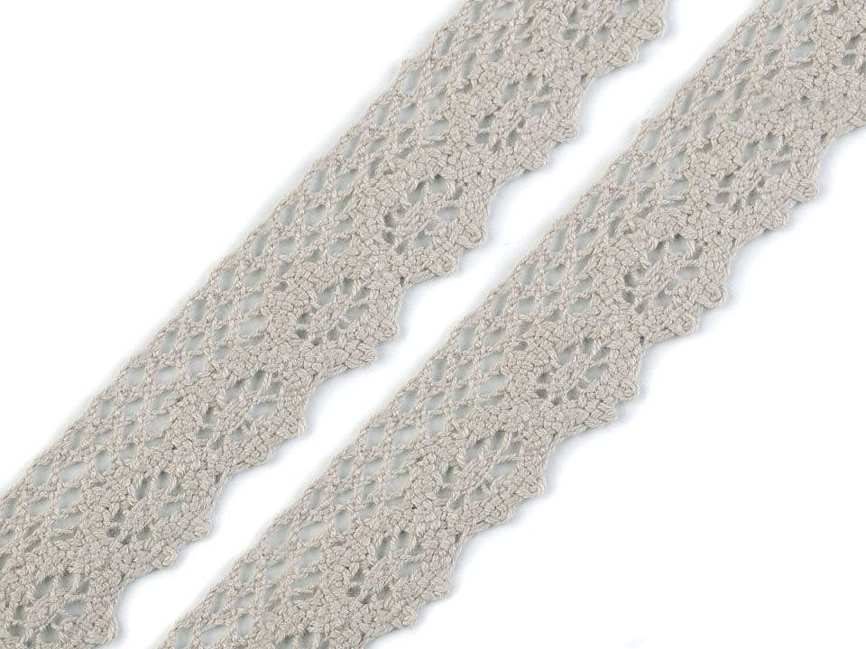 Dantelă bumbac croşetată, lățime 25 mm - Negru (27 Metri)