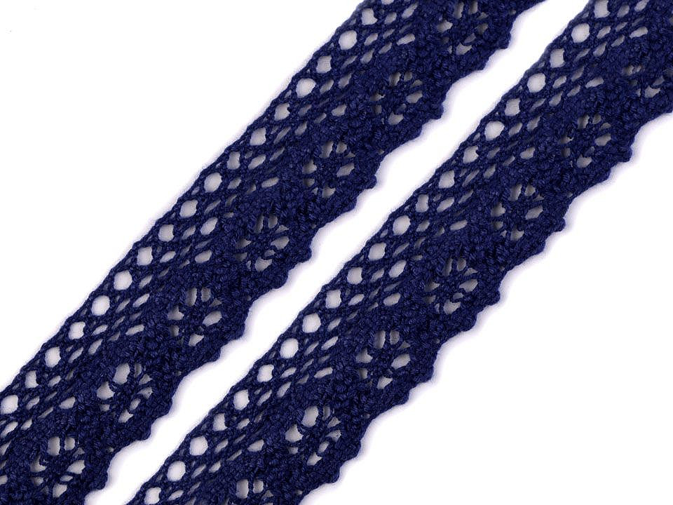 Dantelă bumbac croşetată, lățime 25 mm - Negru (27 Metri)