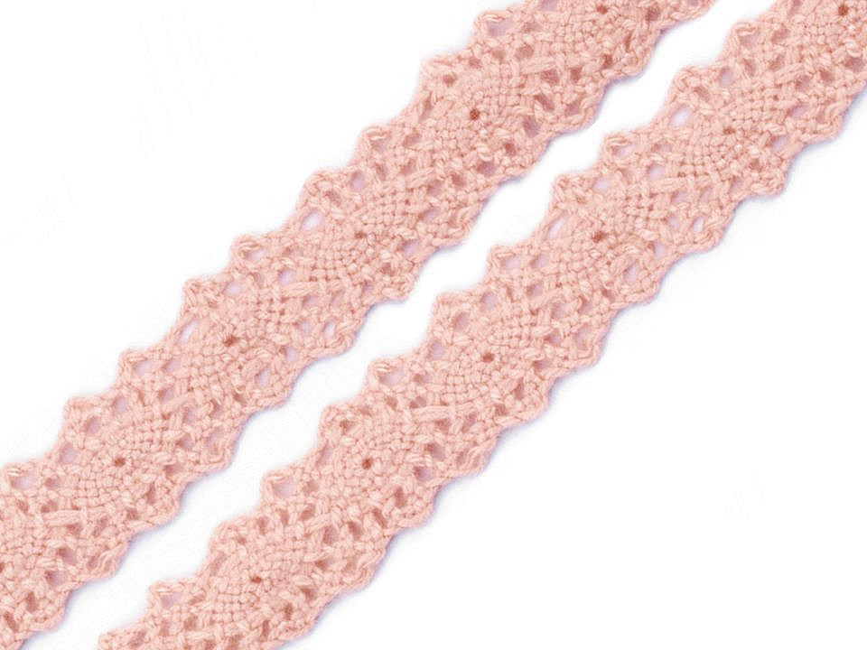 Dantelă bumbac croşetată, lățime 12 mm - Alb (27 Metri)